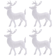 Mini deer figurines white plastic 4 pcs 14 cm