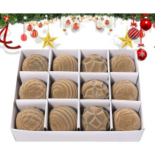 12 Velvet Christmas Ornaments, 6 cm Brown