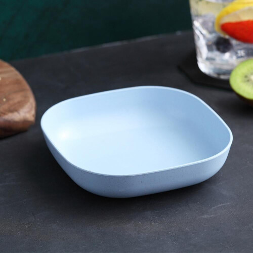 Wheat Straw Square Plate – Blue, 14.3 cm