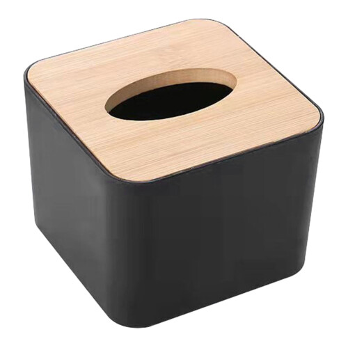 Houten tissuebox van plastic, 11 x 11 x 9,5 cm