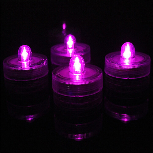 Conjunto de 12 velas de LED submersíveis, brancas e multicoloridas.
