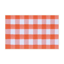 Orangefarbener karierter Outdoor-Teppich, handgewebt, Polyester, 40 x 60 cm