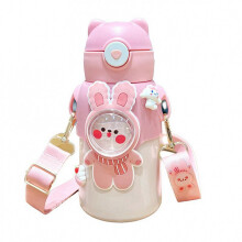 Gourde isotherme pour enfants de 520 ml avec paille, rose
