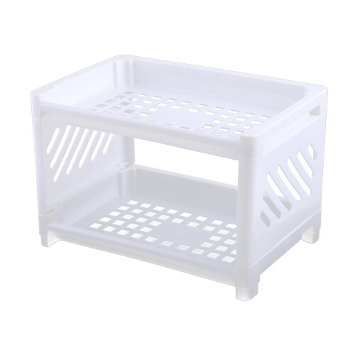 Dubbellaags plastic opbergrek 24,2 x 15 x 17 cm