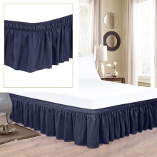 Jupe de lit élastique bleu marine avec volants réglables