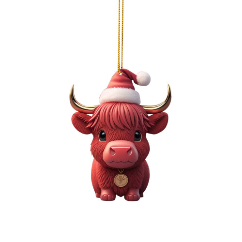 Χριστουγεννιάτικο Στολίδι Hengsof Highland Cow - Ακρυλικό, 1 Συσκευασία