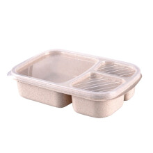 Boîte à lunch en fibre de paille à 3 compartiments, compatible micro-ondes