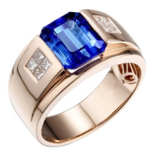 Men's Square Rhinestone Wide Band Ring