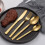 Gold Flatware Set for 8, Hammered Handle, Mirror Finish 2