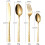 Gold Flatware Set for 8, Hammered Handle, Mirror Finish 4