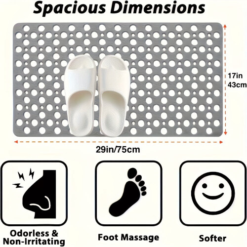 Tapis de baignoire antidérapant avec ventouses et trous d'évacuation 2