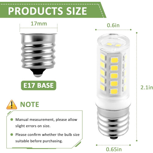 Pacote com 2 lâmpadas LED E17, 7W, 110V, branco luz do dia 1