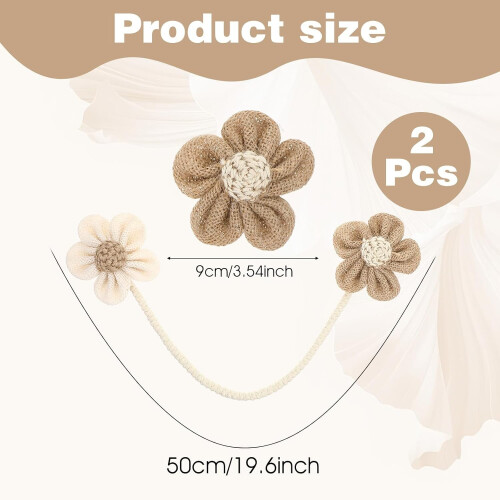 Boho Flower Curtain Tiebacks Beige Brown2Pack 1