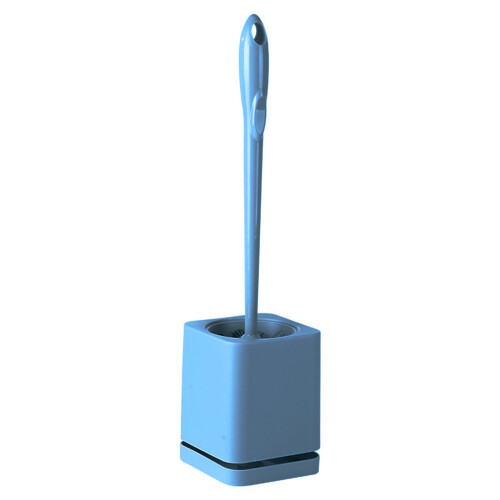 Ensemble brosse de toilette avec base murale en plastique bleu 1