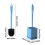 Ensemble brosse de toilette avec base murale en plastique bleu 3