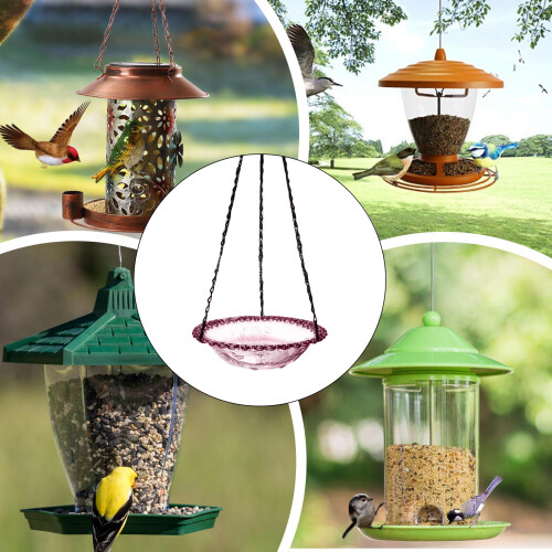 Metal Hanging Bird Bath Feeder24x24cm 2