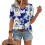 Women's  Short Sleeve Button-Down V-Neck Shirts rSets -Blue M 1