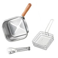 Stainlessed Steel Oil Filter Pot Deep Fryers Basket Set-A