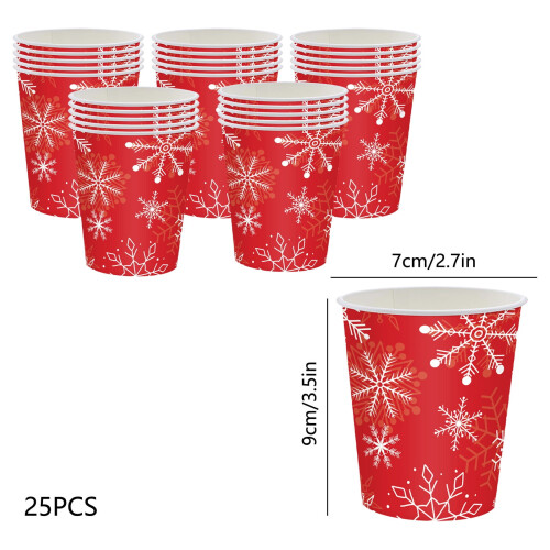Rote Schneeflocken-Pappbecher, 12 oz, 25er-Packung 2