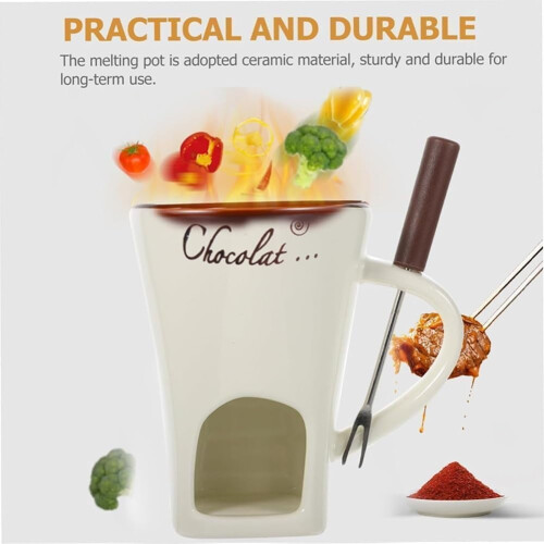 Handmade Ceramic Fondue Mug Set with2Forks 1