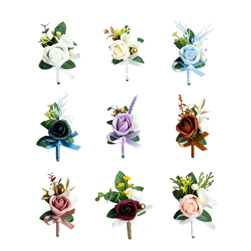 6Pcs Artificial Wedding Boutonniere Corsage for Wedding-2 1