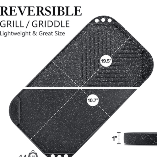 Nonstick Reversible Grill Griddle Pan Cast Aluminum 19.5 x 1