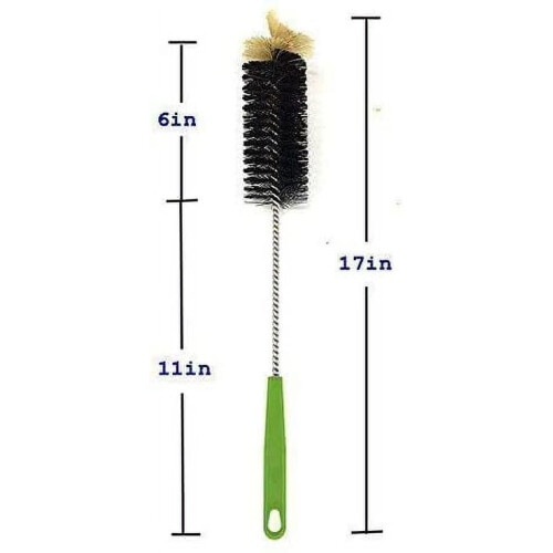 17" Bottle Cleaning Brush Set – Flexible Boar Bristle, 2 1