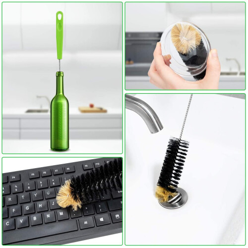 17" Bottle Cleaning Brush Set – Flexible Boar Bristle, 2 2