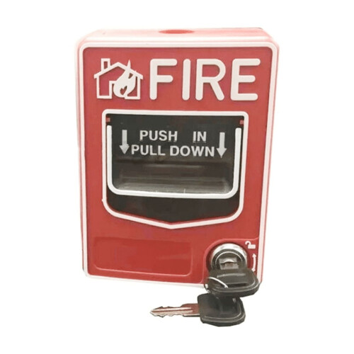 Red Manual Fire Alarm Button DC 9-28V with 2 Keys 2