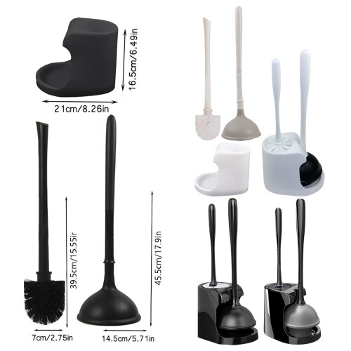 Ensemble ventouse et brosse WC en silicone avec support 1