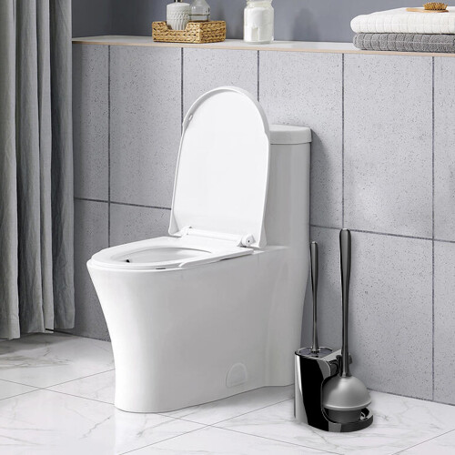 Ensemble ventouse et brosse WC en silicone avec support 2