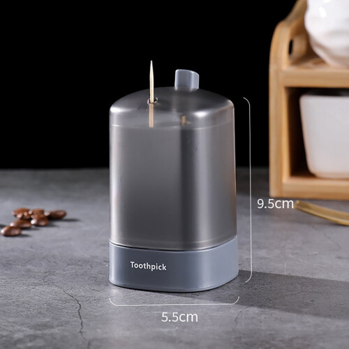 Automatic Toothpick Dispenser Holder, Pop-Up Storage Box for Kitchen/Restaurant/Hotel – Grey (2.2x2.2x3.74") 1