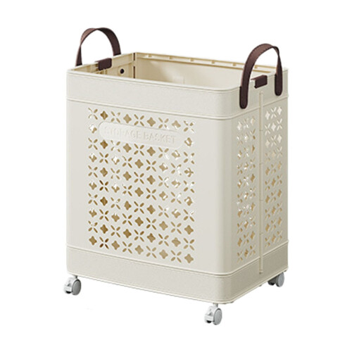 Panier à linge pliable à roulettes, beige, 55 L 2