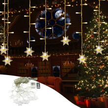 Julsnöflinga LED-gardinljus 11,9 fot 96 LED-batteri