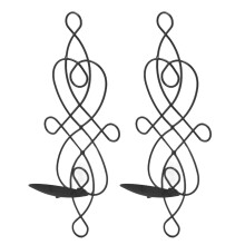 Wandkaarsenhouder van zwart ijzer, 2 sets