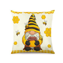 Capa de almofada Bumble Bee, 45x45cm, com estampa de girassol.