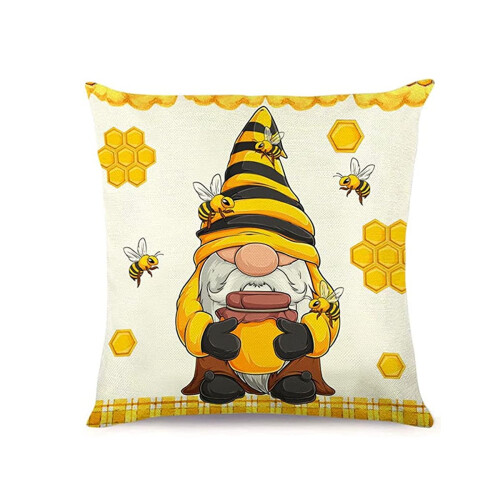 Capa de almofada Bumble Bee, 45x45cm, com estampa de girassol.