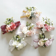 Paquete de 2 ramilletes de rosas de seda para muñecas para damas de honor