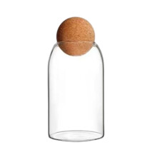 Doorzichtige glazen voorraadpot met kurken deksel, 800 ml