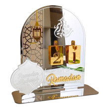 Calendario acrílico de cuenta regresiva de Ramadán, decoración dorada para escritorio