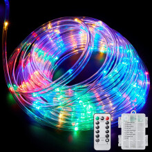 Cordão de luzes LED alimentado por bateria, 10 metros (39 pés), 100 LEDs, 8 modos.