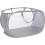 Collapsible Mesh Laundry Basket with Side Pocket Grey 1