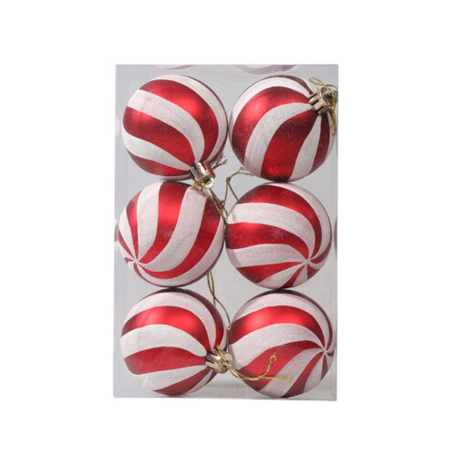 Weihnachtskugeln, rot, grün, weiß, 60 mm, 6 Stück