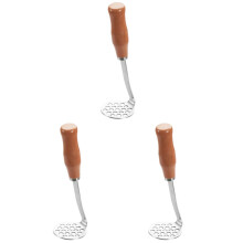 Machacador de patatas de acero inoxidable con mango de madera