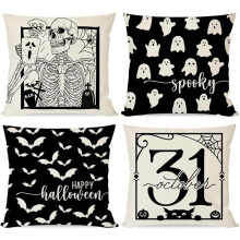 Halloween kussenhoezen 18x18 cm, set van 4