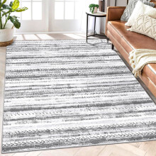 Boho Area Rug Gray Geometric 4' x 6'