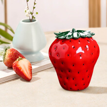 Aardbeikleurige keramische pot met deksel – 11,2 cm opbergvaas