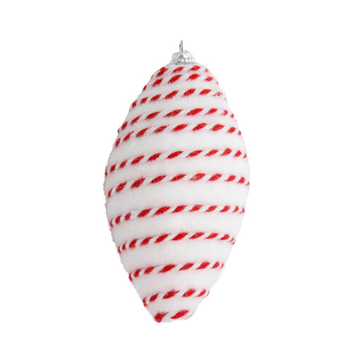 Glob de Crăciun alb-roșu, model plușat, 8 cm 1