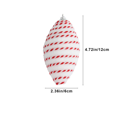 Glob de Crăciun alb-roșu, model plușat, 8 cm 2