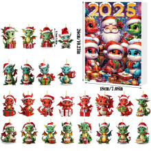 Ensemble de décorations de compte à rebours de Noël – Sapin en acrylique de 24 pièces